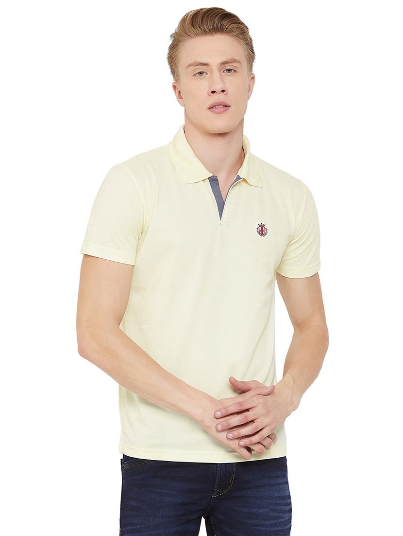 yellow solid collared t-shirt - 17453422 - Zoom Image - 1