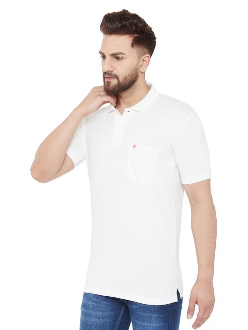 white solid polo t-shirt - 17453465 - Standard Image - 1