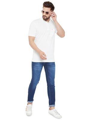 white solid polo t-shirt - 17453465 - Standard Image - 4