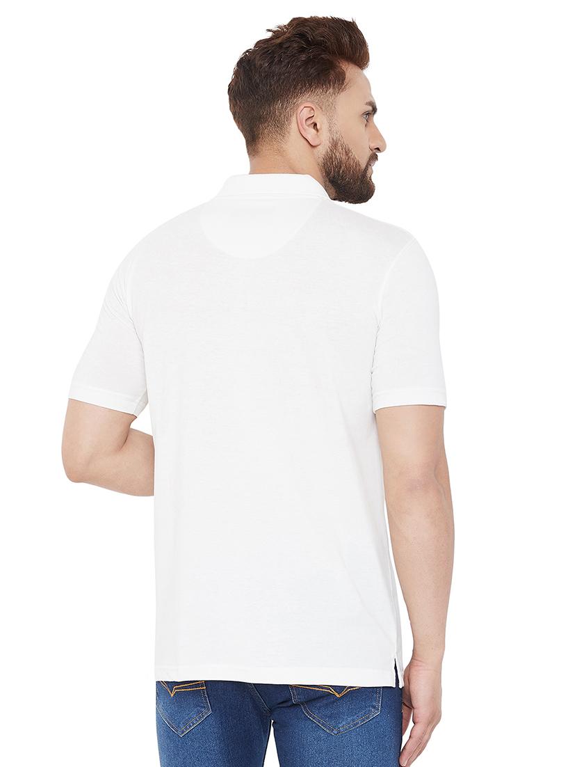 white solid polo t-shirt - 17453465 - Zoom Image - 3