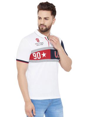 white printed polo t-shirt - 17453470 - Standard Image - 2