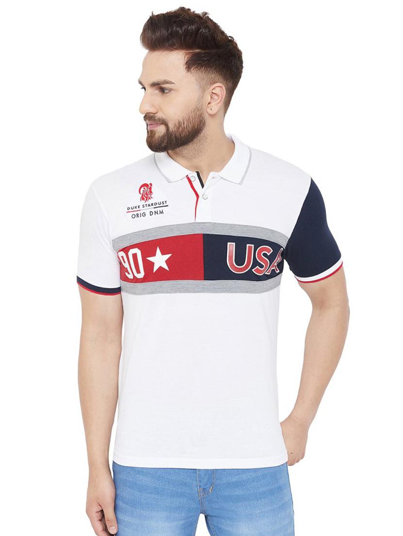 white printed polo t-shirt - 17453470 - Zoom Image - 1