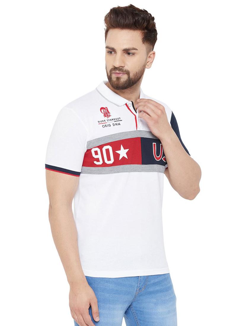 white printed polo t-shirt - 17453470 - Zoom Image - 2