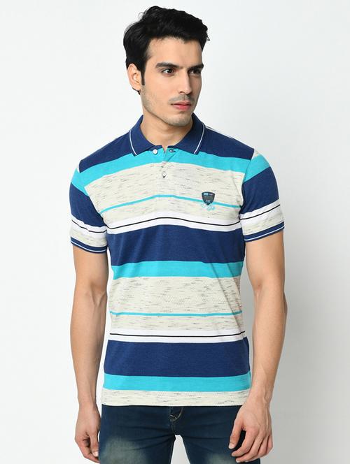 blue striped polo t-shirt - 17453525 - Standard Image - 1