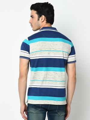blue striped polo t-shirt - 17453525 - Standard Image - 3
