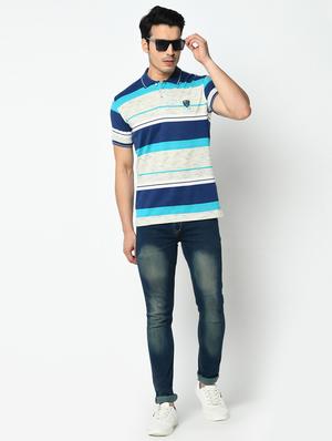 blue striped polo t-shirt - 17453525 - Standard Image - 4