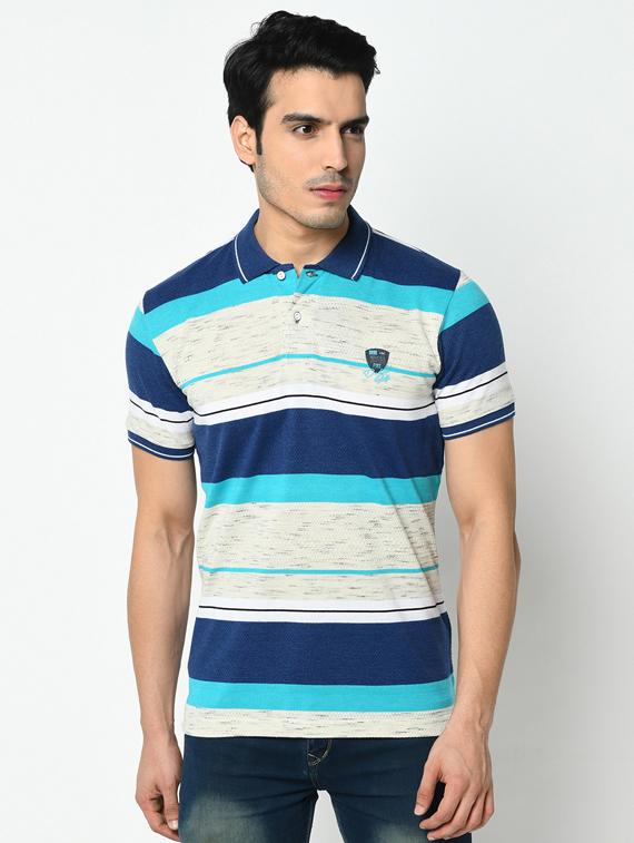 blue striped polo t-shirt - 17453525 - Zoom Image - 1