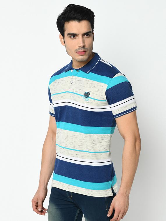 blue striped polo t-shirt - 17453525 - Zoom Image - 2