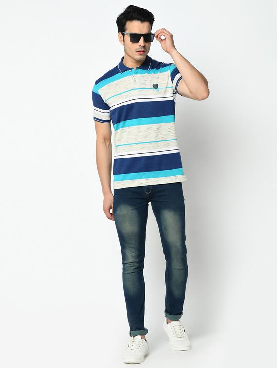 blue striped polo t-shirt - 17453525 - Zoom Image - 4