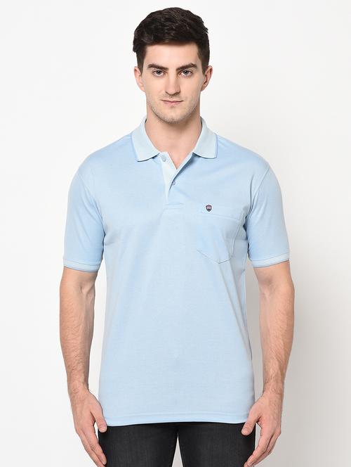light blue solid polo t-shirt - 17453543 - Standard Image - 1