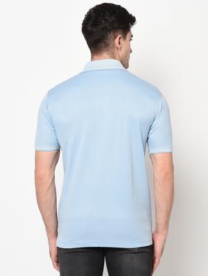 light blue solid polo t-shirt - 17453543 - Standard Image - 3