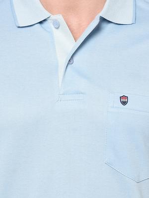 light blue solid polo t-shirt - 17453543 - Standard Image - 5
