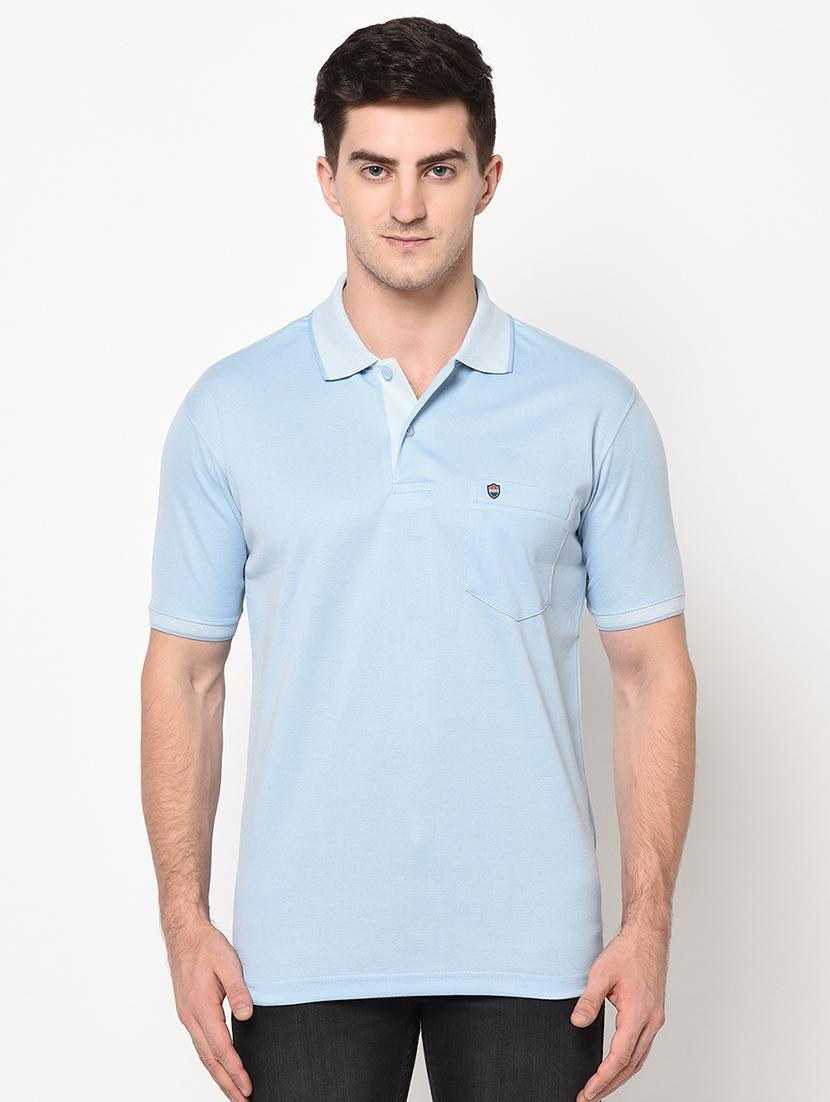 light blue solid polo t-shirt - 17453543 - Zoom Image - 1