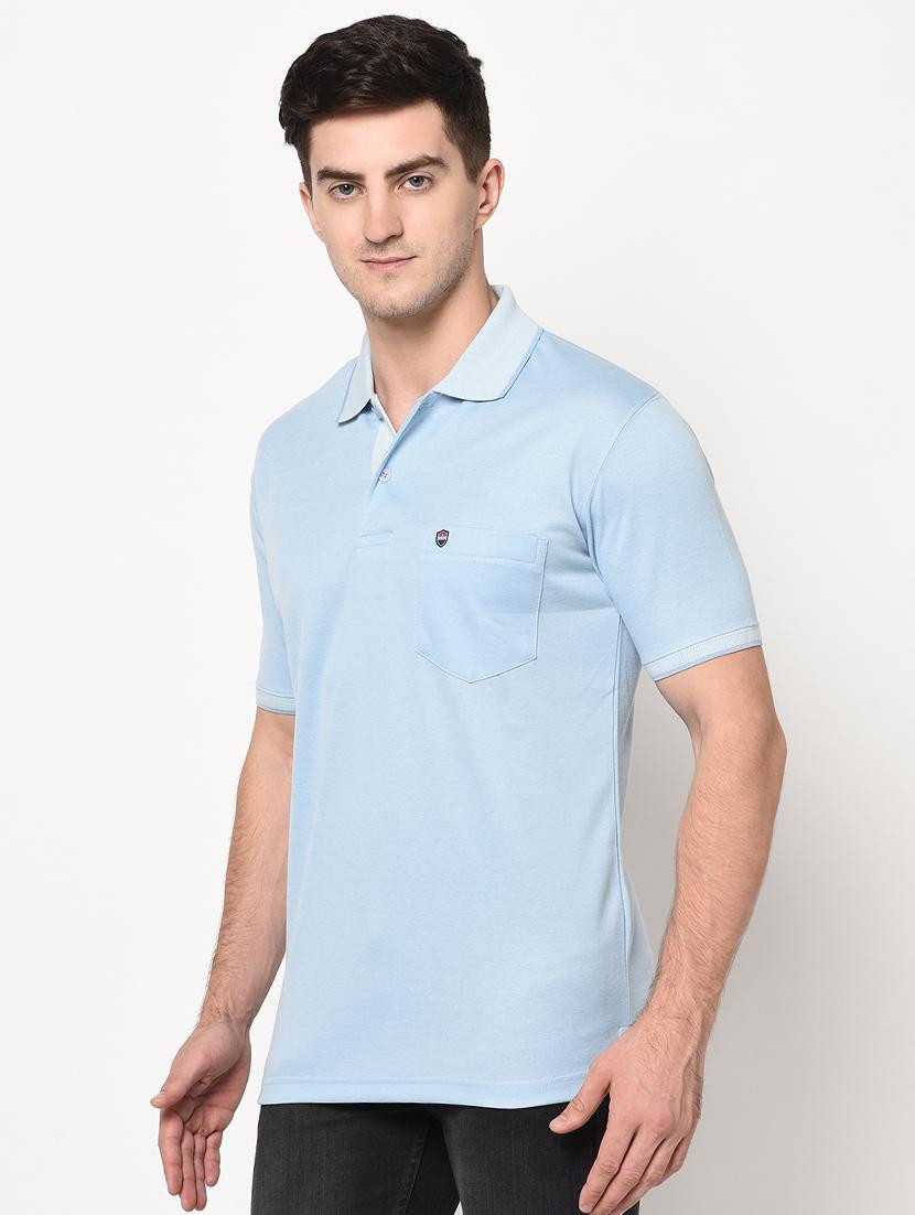 light blue solid polo t-shirt - 17453543 - Zoom Image - 2