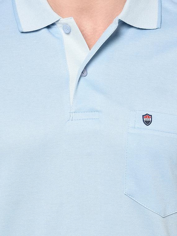 light blue solid polo t-shirt - 17453543 - Zoom Image - 5
