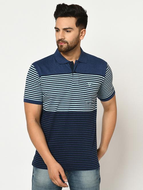 blue striped polo t-shirt - 17453610 - Standard Image - 1