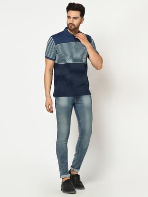 blue striped polo t-shirt - 17453610 - Standard Image - 4