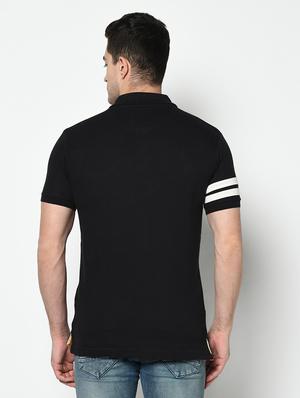 black taped polo t-shirt - 17453624 - Standard Image - 3