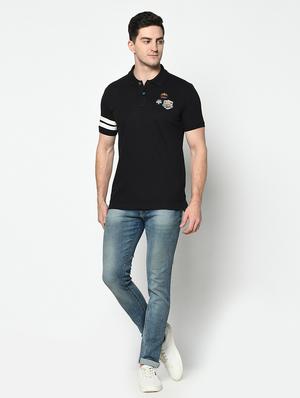 black taped polo t-shirt - 17453624 - Standard Image - 4