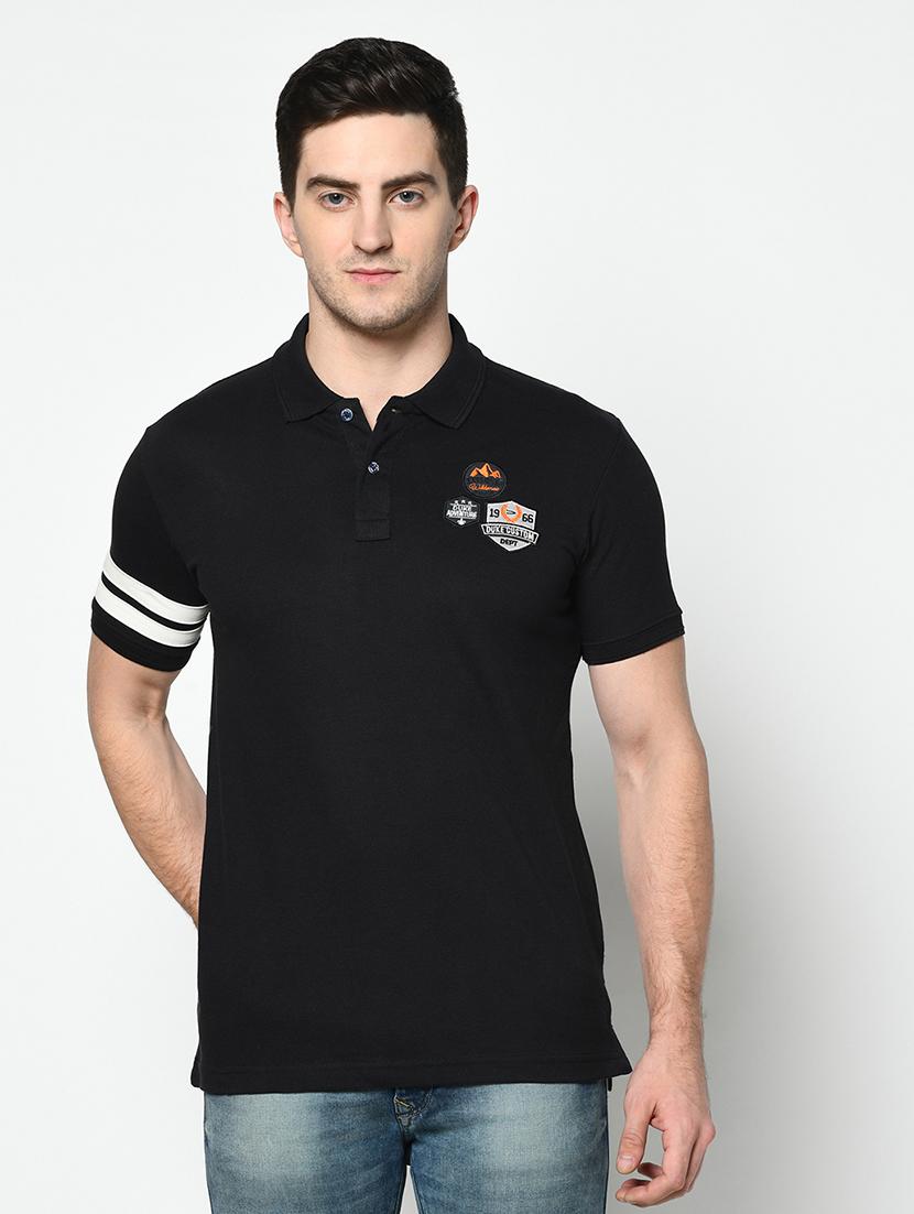 black taped polo t-shirt - 17453624 - Zoom Image - 1