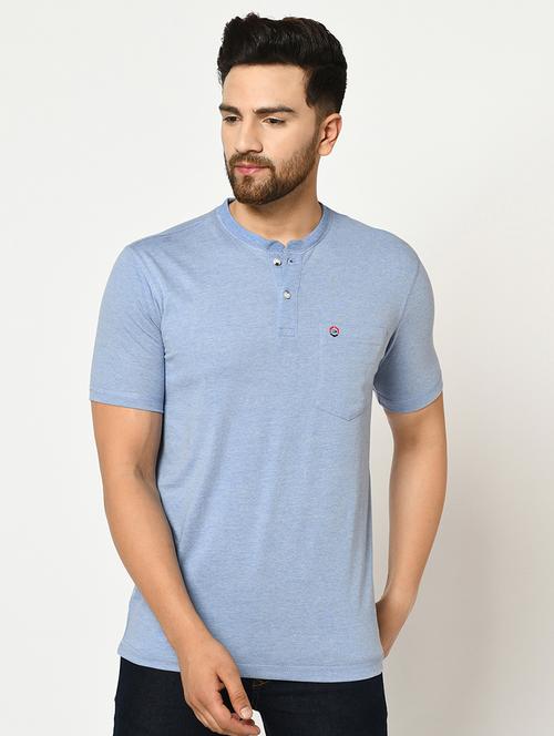 light blue solid pocket t-shirt - 17453682 - Standard Image - 1