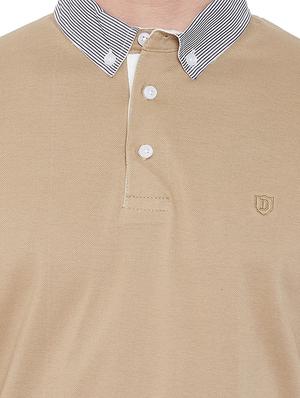 beige solid collared t-shirt - 17453685 - Standard Image - 5