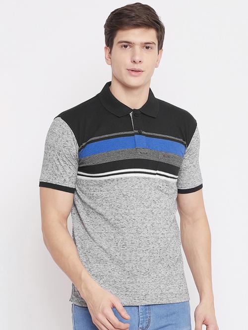 black striped polo t-shirt - 17453730 - Standard Image - 1