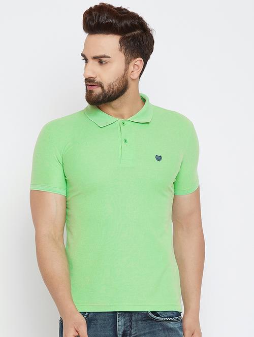 green solid polo t-shirt - 17453737 - Standard Image - 1