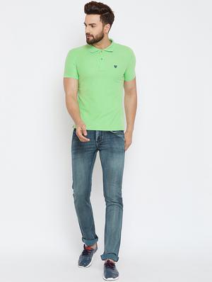 green solid polo t-shirt - 17453737 - Standard Image - 4