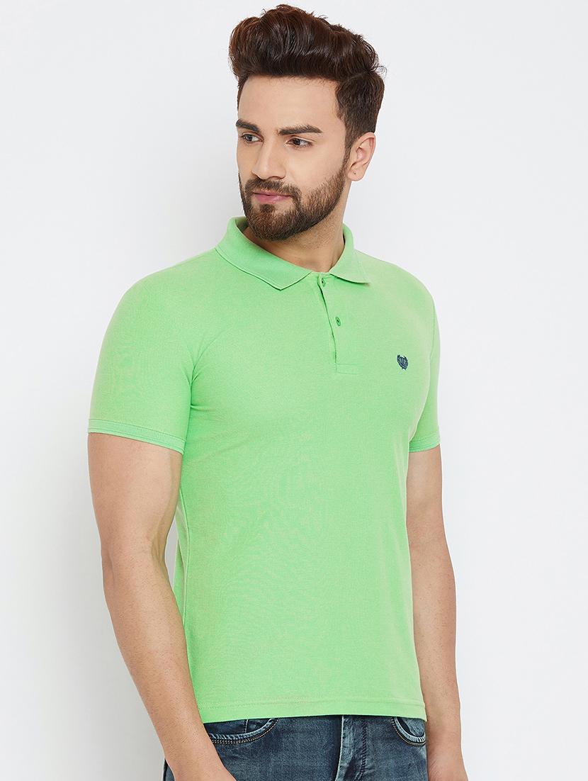 green solid polo t-shirt - 17453737 - Zoom Image - 2