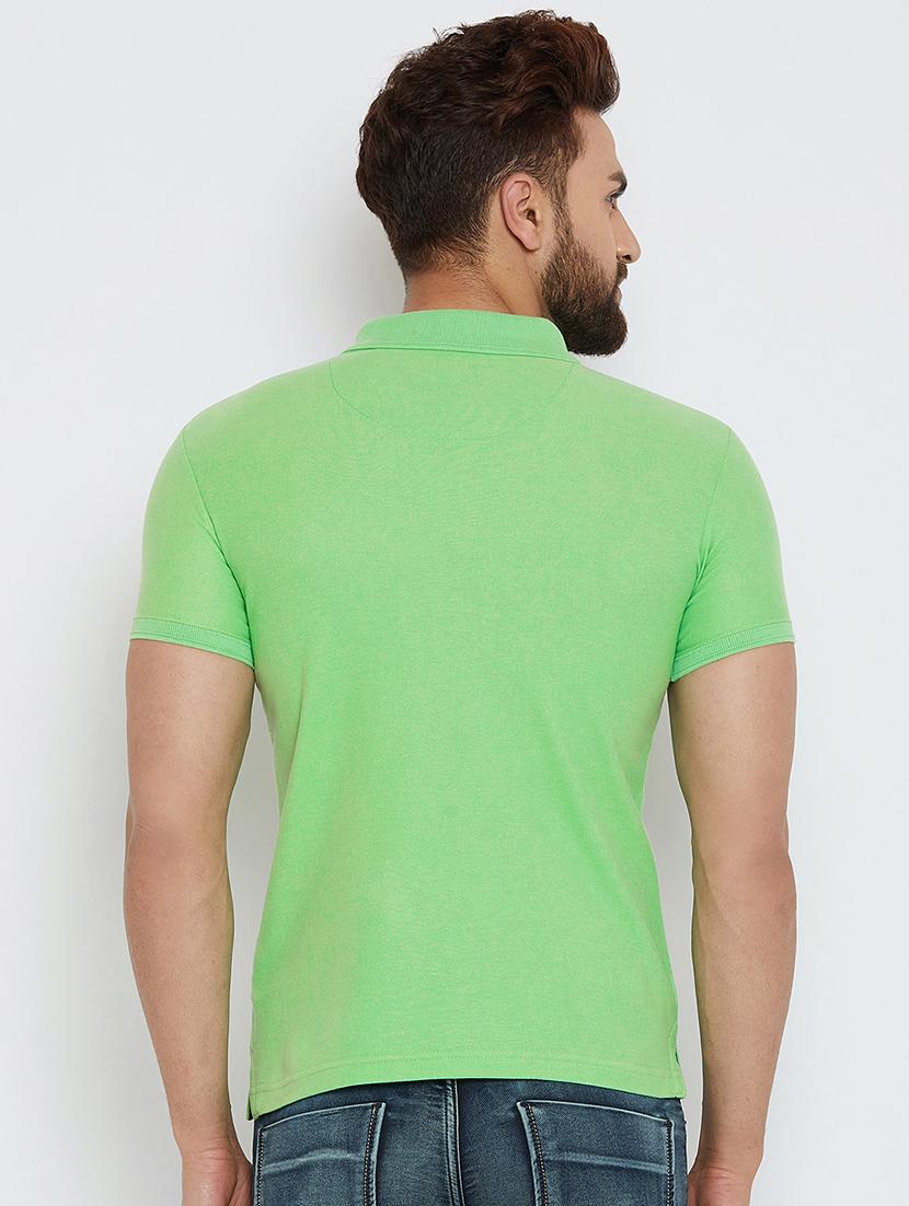 green solid polo t-shirt - 17453737 - Zoom Image - 3