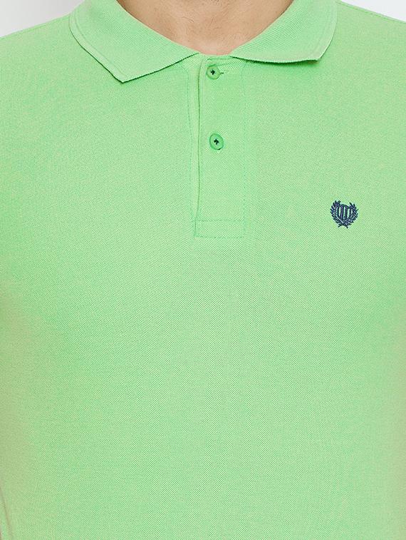 green solid polo t-shirt - 17453737 - Zoom Image - 5