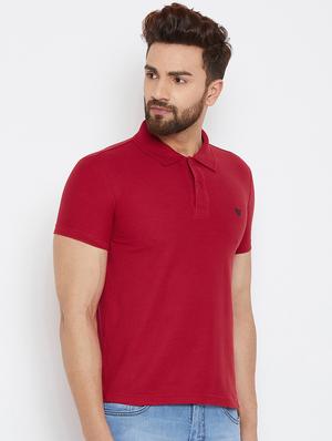 maroon solid polo t-shirt - 17453738 - Standard Image - 2