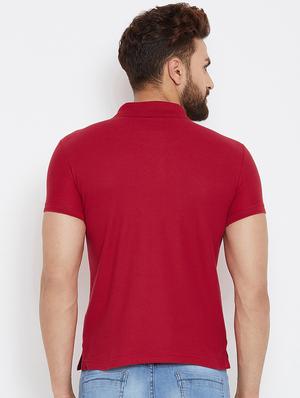 maroon solid polo t-shirt - 17453738 - Standard Image - 3