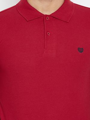 maroon solid polo t-shirt - 17453738 - Standard Image - 5