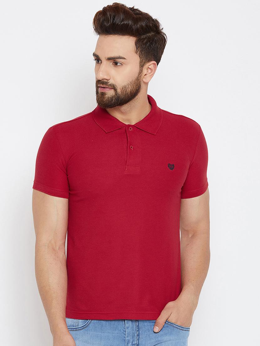 maroon solid polo t-shirt - 17453738 - Zoom Image - 1