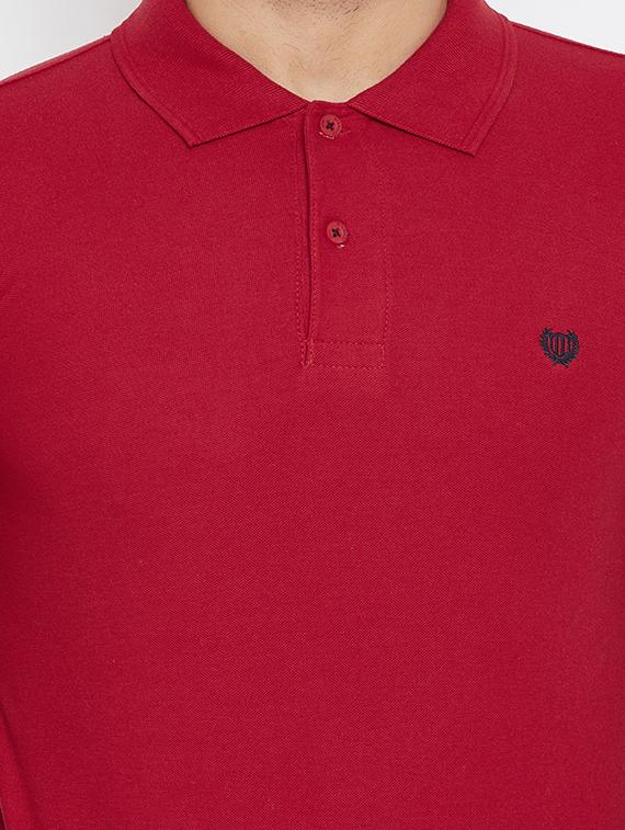 maroon solid polo t-shirt - 17453738 - Zoom Image - 5