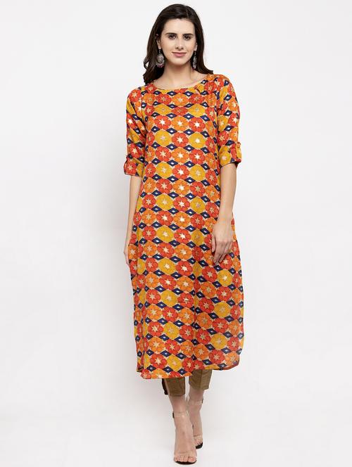 printed straight kurta - 17454065 - Standard Image - 1