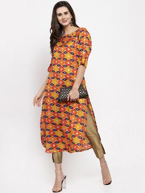 printed straight kurta - 17454065 - Standard Image - 4