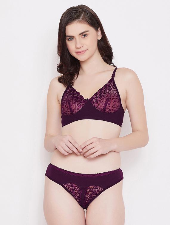purple cotton bras and panty set - 17454083 - Zoom Image - 1
