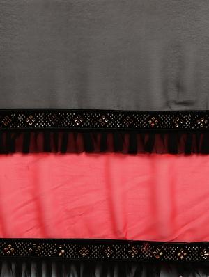 solid bordered ruffled saree with blouse - 17454243 - Standard Image - 4