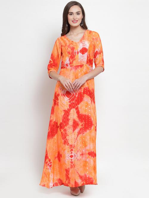 v-neck tie & dye a-line dress - 17454543 - Standard Image - 1