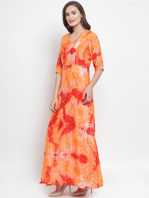 v-neck tie & dye a-line dress - 17454543 - Standard Image - 2