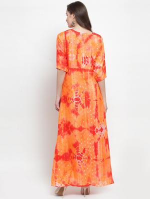 v-neck tie & dye a-line dress - 17454543 - Standard Image - 3