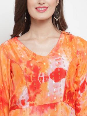 v-neck tie & dye a-line dress - 17454543 - Standard Image - 5