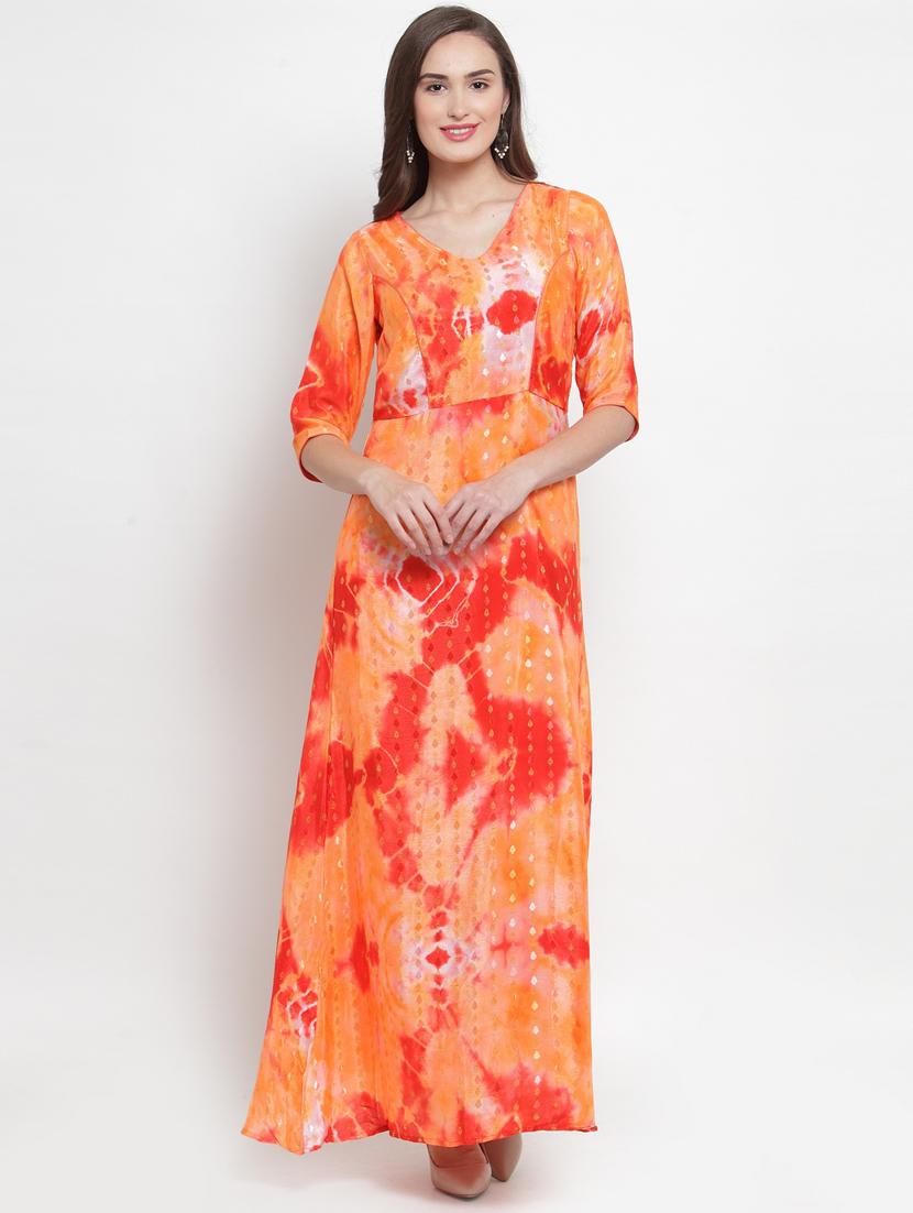 v-neck tie & dye a-line dress - 17454543 - Zoom Image - 1