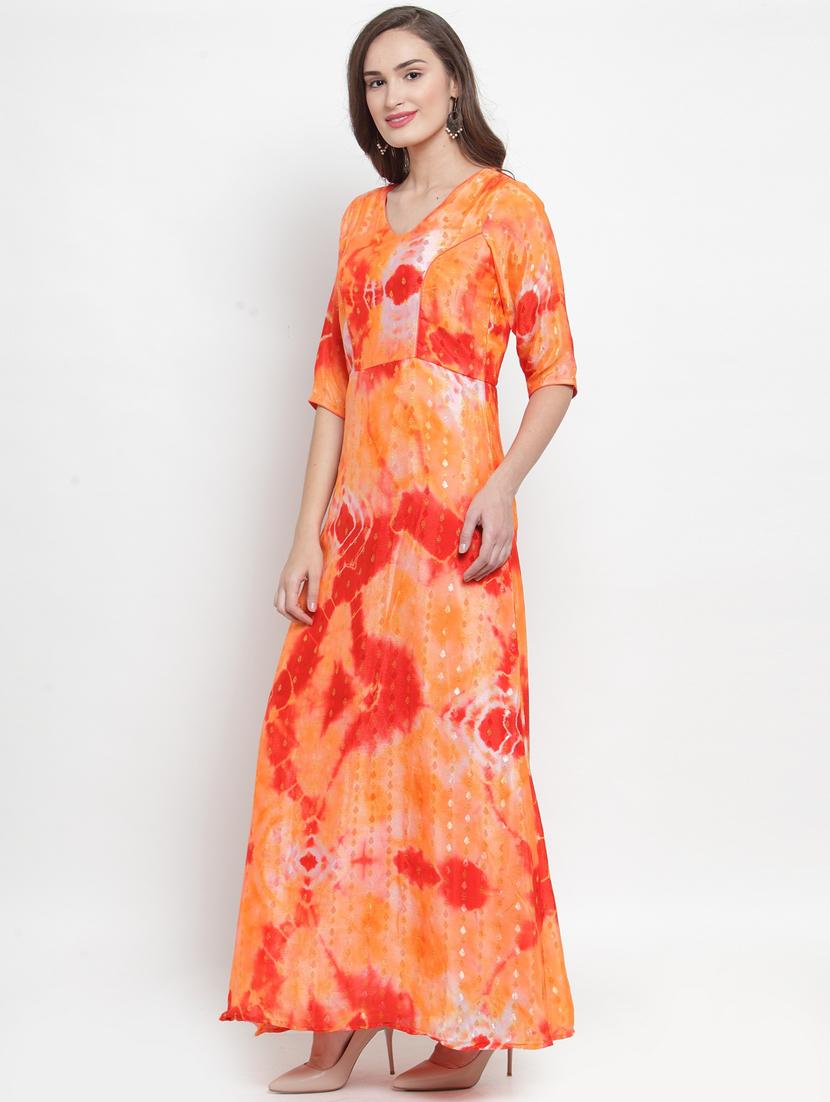 v-neck tie & dye a-line dress - 17454543 - Zoom Image - 2