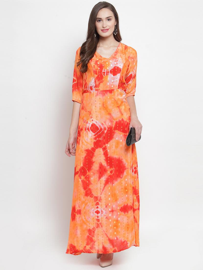 v-neck tie & dye a-line dress - 17454543 - Zoom Image - 4