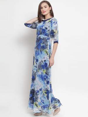 boat neck floral a-line dress - 17454554 - Standard Image - 2