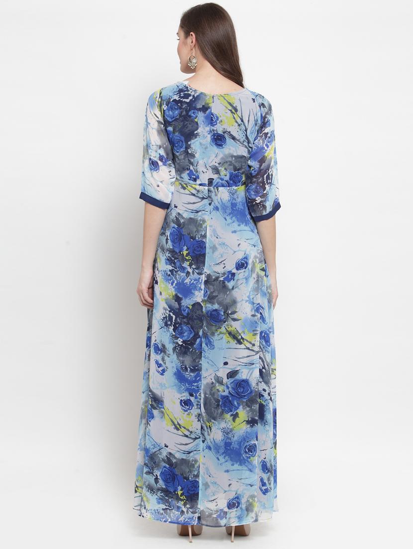 boat neck floral a-line dress - 17454554 - Zoom Image - 3